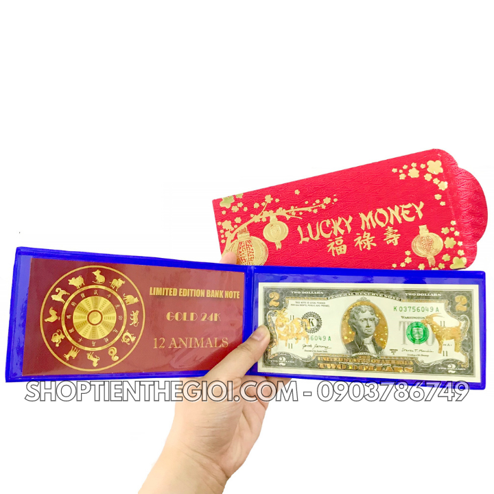 Tiền 2 USD In Hình Con Dê 3D nhũ vàng